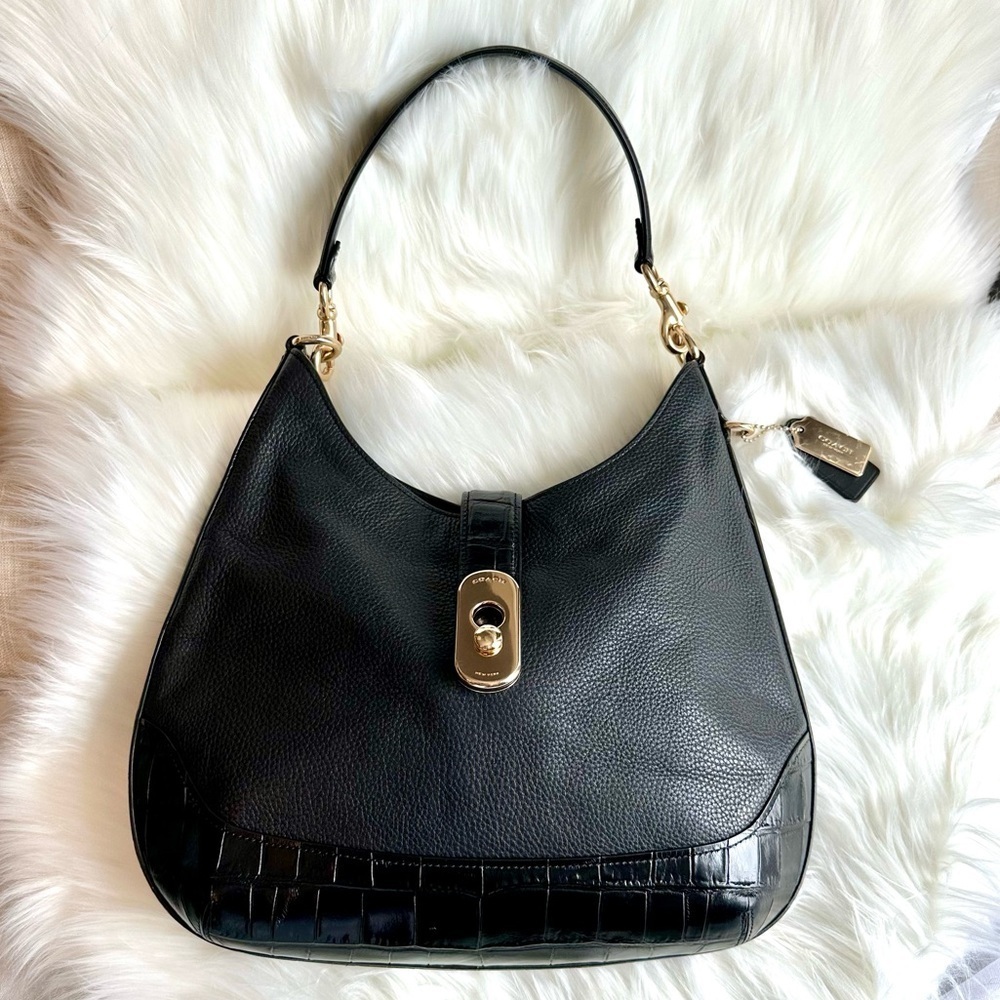 COACH Black Amber Hobo Tote Bag